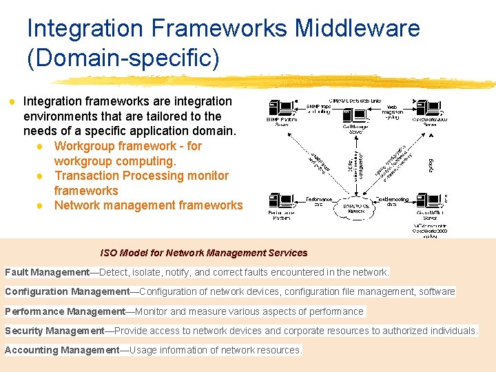 Integration Frameworks Middleware (Domain-specific) ● Integration frameworks are integration environments that are tailored to