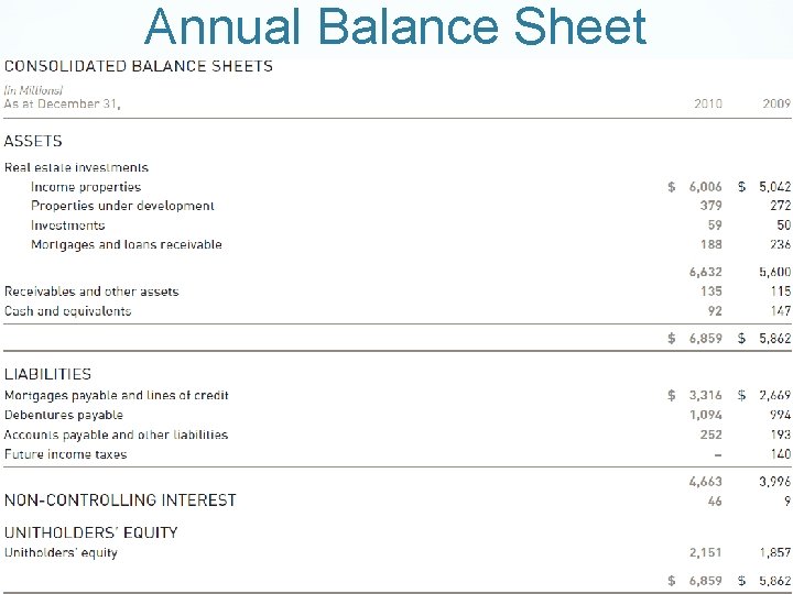 Annual Balance Sheet 