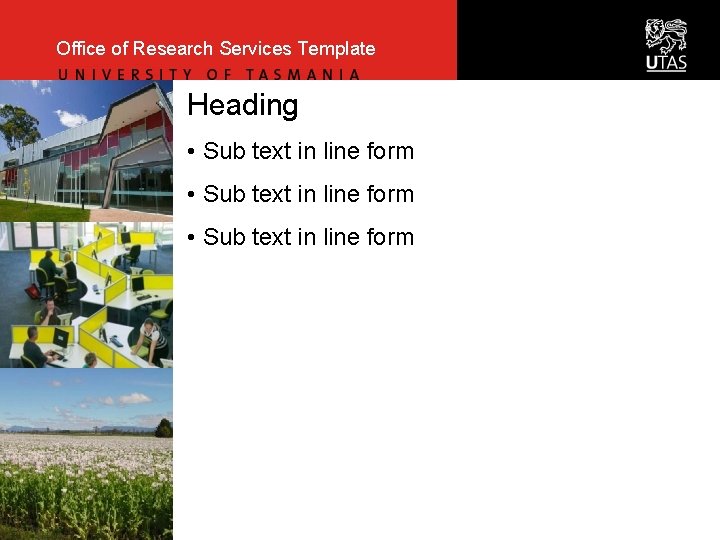 Office of Research Services Template Heading • Sub text in line form 