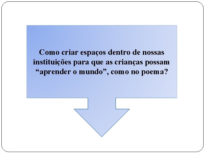 Como criar espaços dentro de nossas instituições para que as crianças possam “aprender o