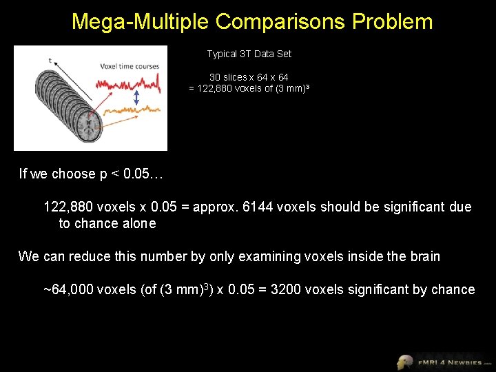 Mega-Multiple Comparisons Problem Typical 3 T Data Set 30 slices x 64 = 122,