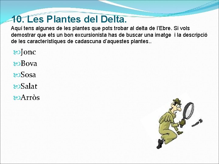 10. Les Plantes del Delta. Aquí tens algunes de les plantes que pots trobar