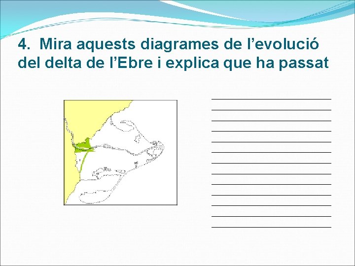 4. Mira aquests diagrames de l’evolució delta de l’Ebre i explica que ha passat