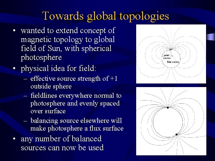 Towards global topologies • wanted to extend concept of magnetic topology to global field
