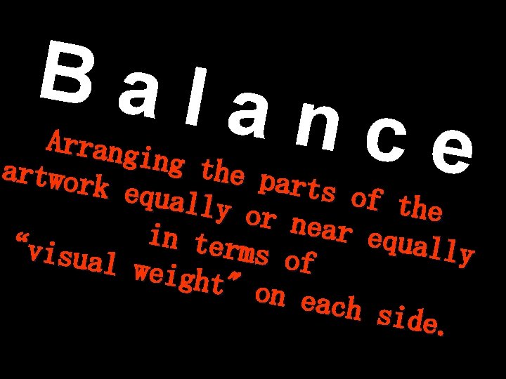 Bala nce Arrang i ng the artwor parts k equa of the lly or