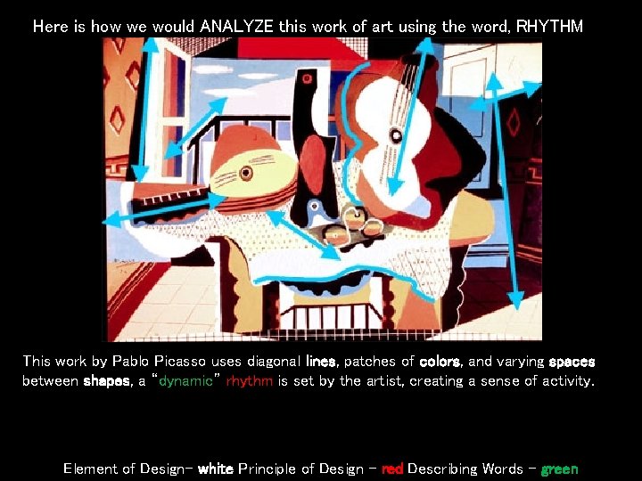 Here is how we would ANALYZE this work of art using the word, RHYTHM