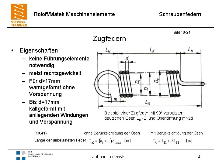 Roloff/Matek Maschinenelemente Zugfedern Schraubenfedern Bild 10 -24 • Eigenschaften – keine Führungselemente notwendig –