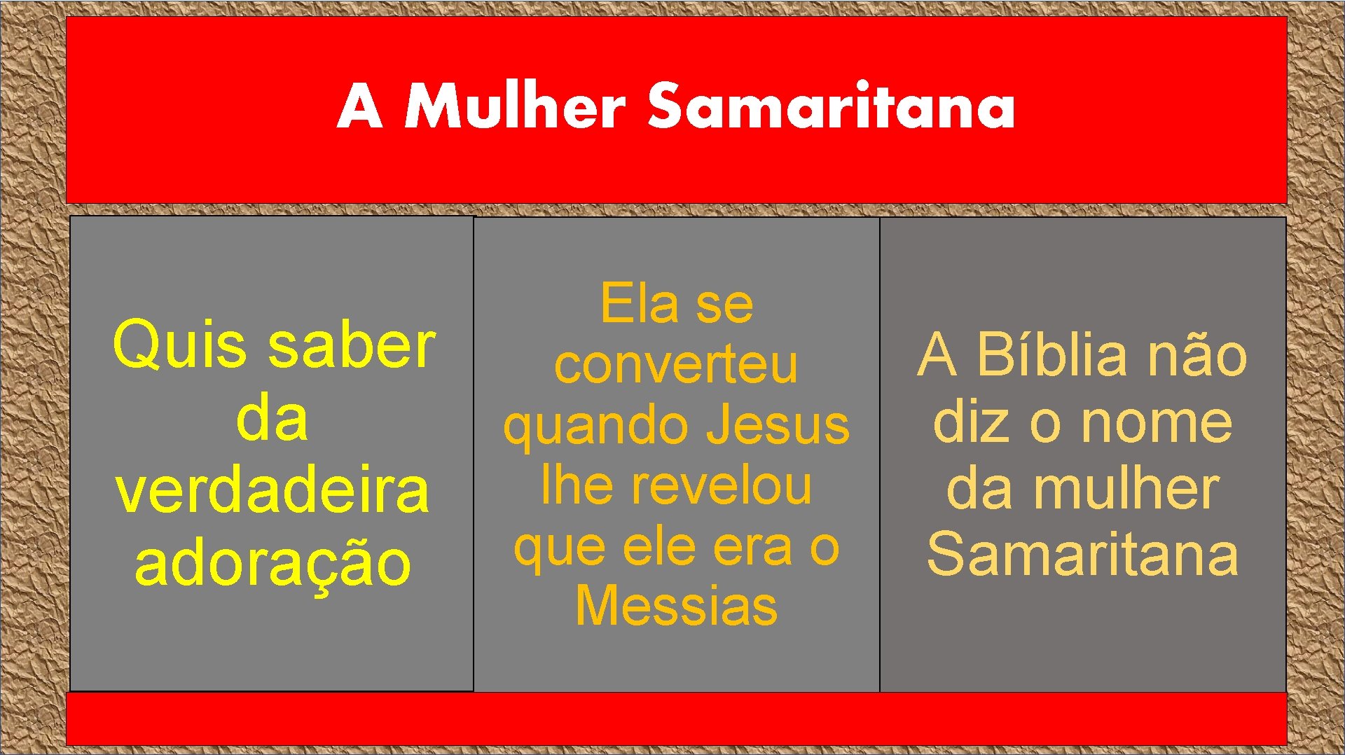 A Mulher Samaritana Quis saber da verdadeira adoração Ela se converteu quando Jesus lhe A Mulher Samaritana Quis saber da verdadeira adoração Ela se converteu quando Jesus lhe