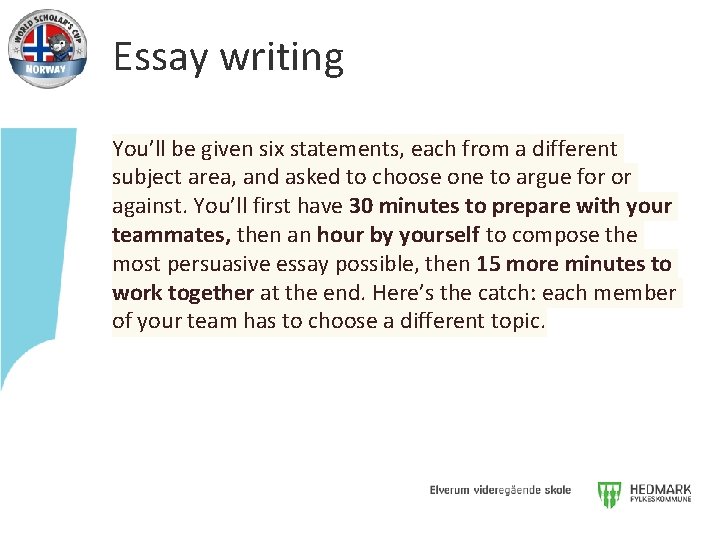 Essay writing You’ll be given six statements, each from a different subject area, and