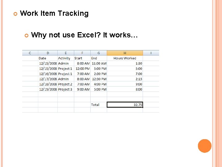 Work Item Tracking Why not use Excel? It works… Work Item Tracking Why not use Excel? It works…