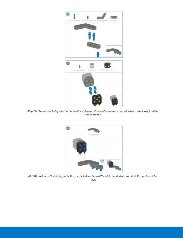 Step 80: The sensor being attached is the Color Sensor. Ensure the sensor is