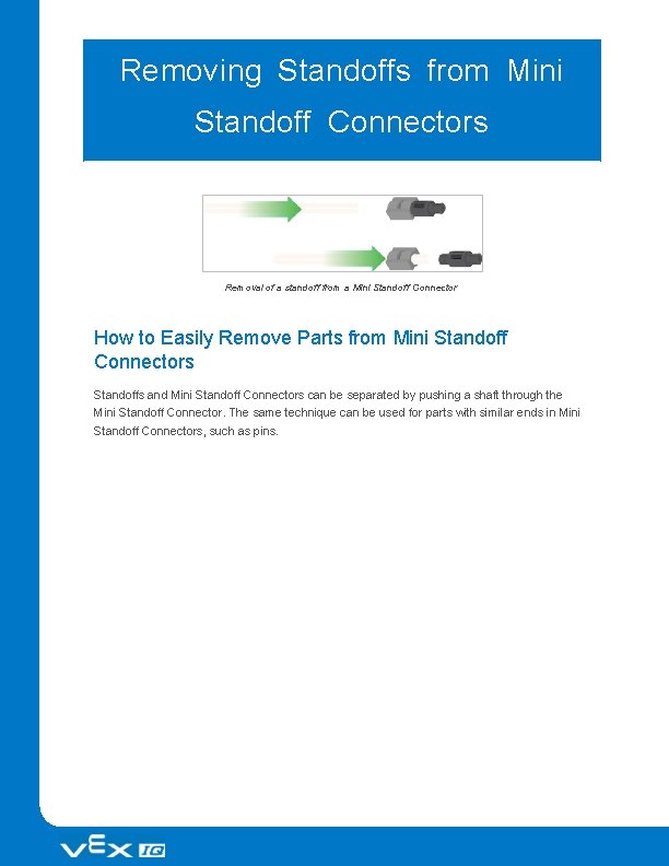Removing Standoffs from Mini Standoff Connectors Removal of a standoff from a Mini Standoff