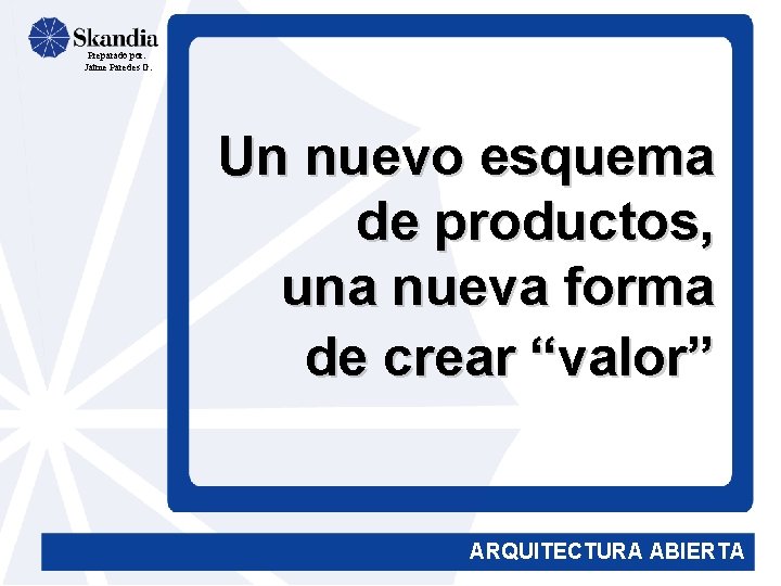 Preparado por: Jaime Paredes G. Un nuevo esquema de productos, una nueva forma de