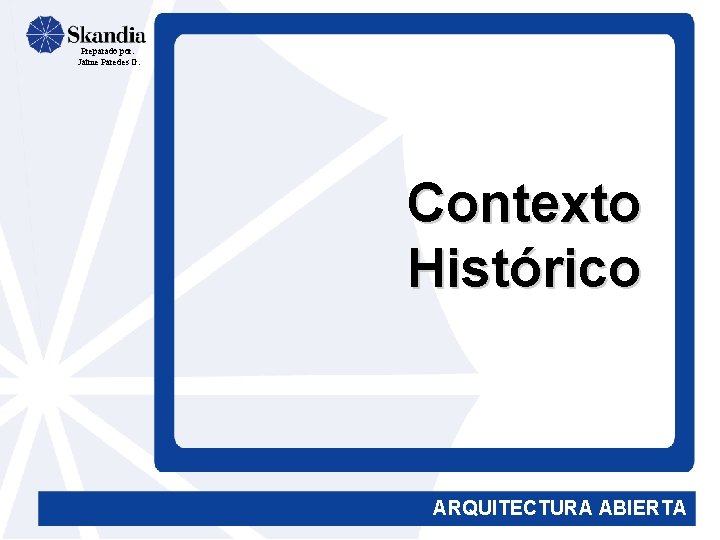 Preparado por: Jaime Paredes G. Contexto Histórico ARQUITECTURA ABIERTA 