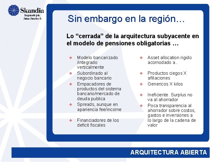 Preparado por: Jaime Paredes G. Sin embargo en la región… Lo “cerrada” de la