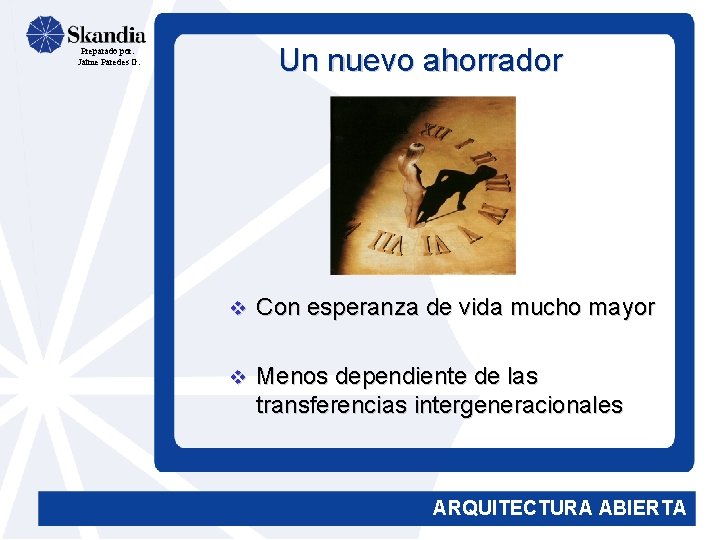 Un nuevo ahorrador Preparado por: Jaime Paredes G. v Con esperanza de vida mucho