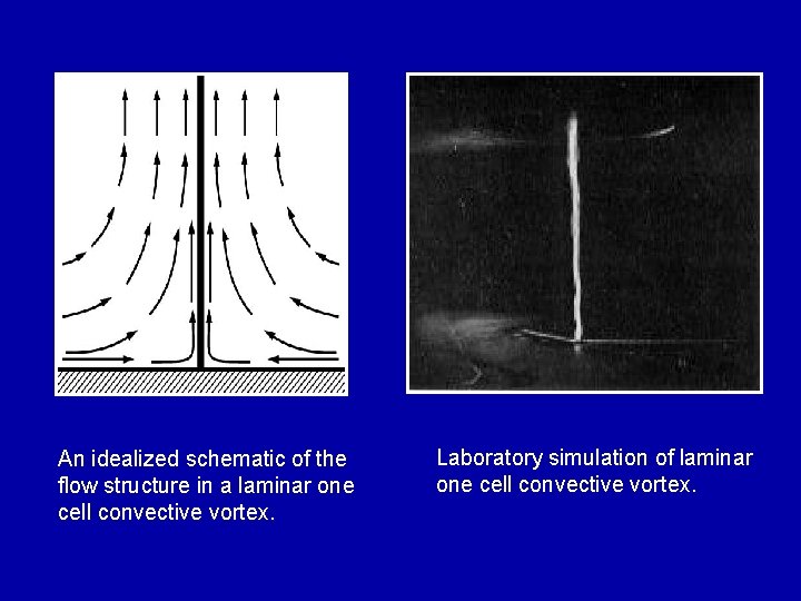 An idealized schematic of the flow structure in a laminar one cell convective vortex.