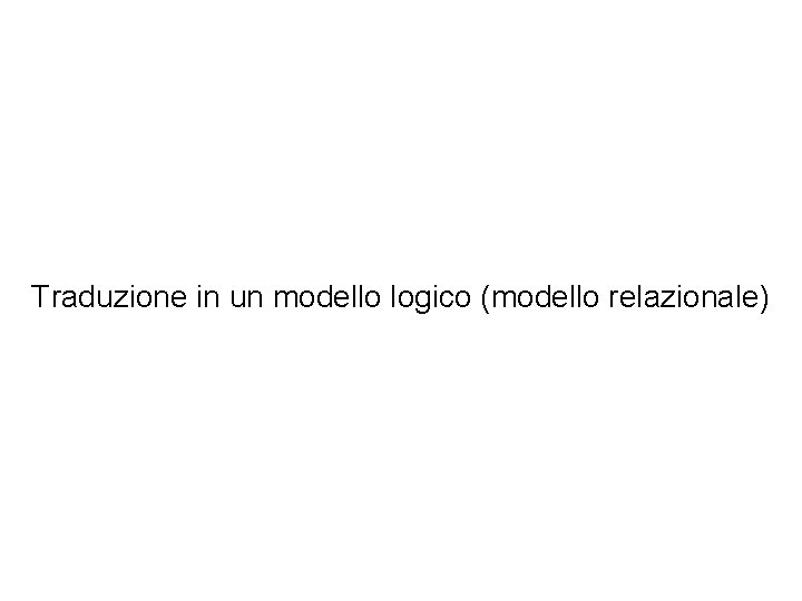 Traduzione in un modello logico (modello relazionale) 
