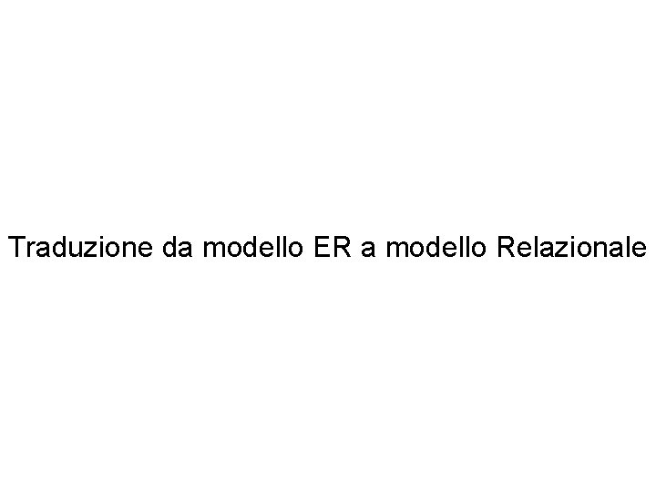 Traduzione da modello ER a modello Relazionale 