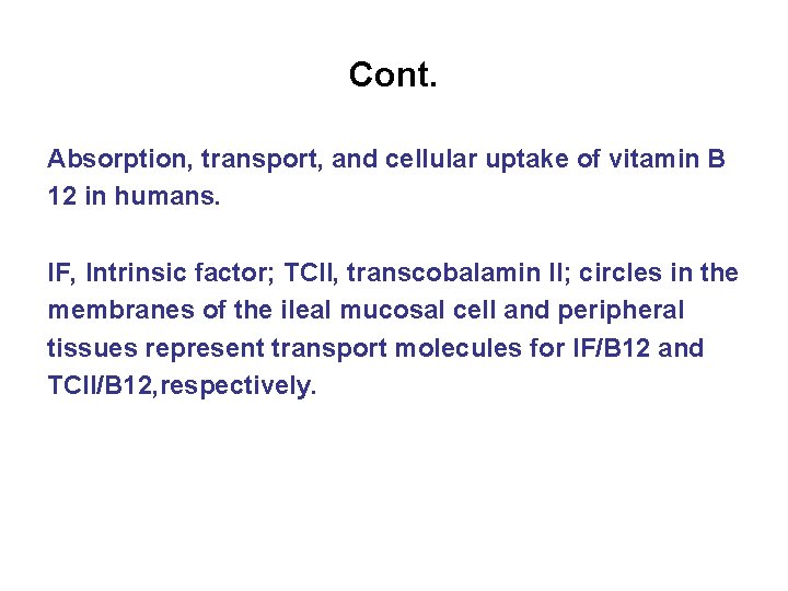 Cont. Absorption, transport, and cellular uptake of vitamin B 12 in humans. IF, Intrinsic