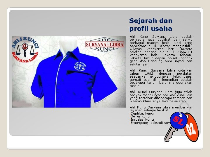 Sejarah dan profil usaha Ahli Kunci Suryana Libra adalah penyedia jasa duplikat dan servis