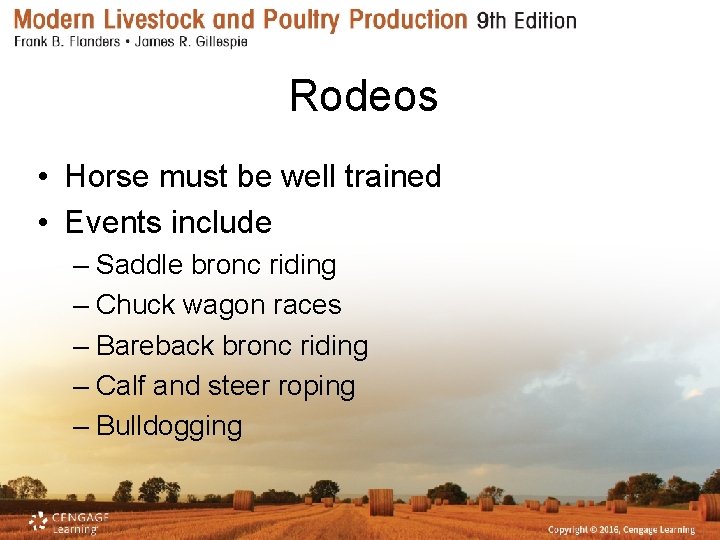 Rodeos • Horse must be well trained • Events include – Saddle bronc riding