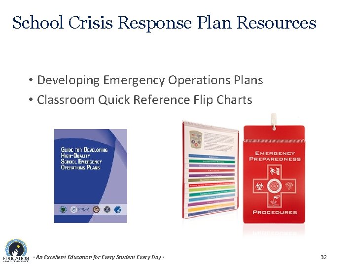 School Crisis Response Plan Resources • Developing Emergency Operations Plans • Classroom Quick Reference