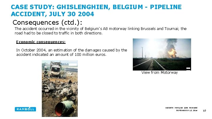 CASE STUDY: GHISLENGHIEN, BELGIUM - PIPELINE ACCIDENT, JULY 30 2004 Consequences (ctd. ): The