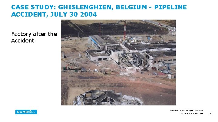 CASE STUDY: GHISLENGHIEN, BELGIUM - PIPELINE ACCIDENT, JULY 30 2004 Factory after the Accident