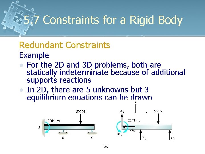 5. 7 Constraints for a Rigid Body Redundant Constraints Example l For the 2 5. 7 Constraints for a Rigid Body Redundant Constraints Example l For the 2