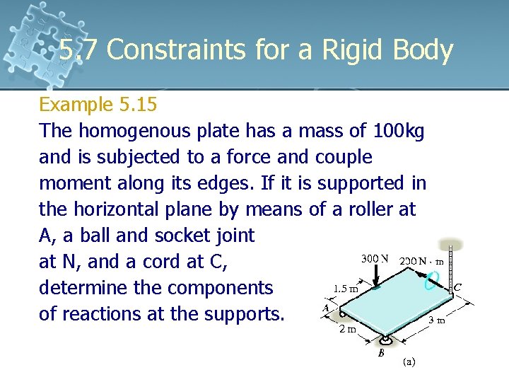 5. 7 Constraints for a Rigid Body Example 5. 15 The homogenous plate has 5. 7 Constraints for a Rigid Body Example 5. 15 The homogenous plate has