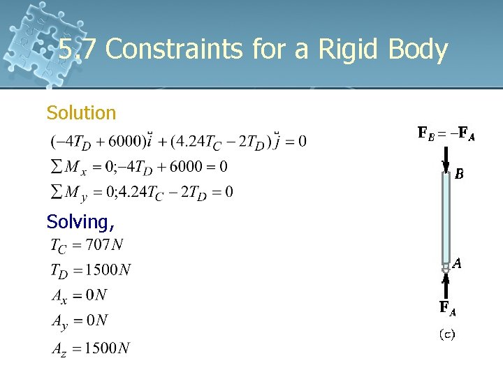 5. 7 Constraints for a Rigid Body Solution Solving, 5. 7 Constraints for a Rigid Body Solution Solving,