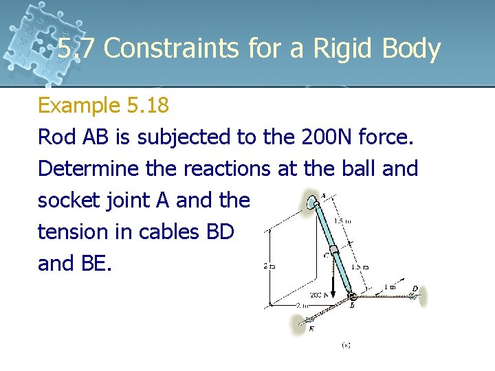 5. 7 Constraints for a Rigid Body Example 5. 18 Rod AB is subjected 5. 7 Constraints for a Rigid Body Example 5. 18 Rod AB is subjected