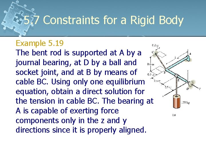 5. 7 Constraints for a Rigid Body Example 5. 19 The bent rod is 5. 7 Constraints for a Rigid Body Example 5. 19 The bent rod is