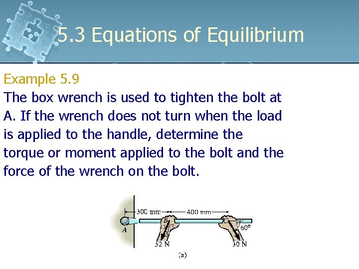 5. 3 Equations of Equilibrium Example 5. 9 The box wrench is used to 5. 3 Equations of Equilibrium Example 5. 9 The box wrench is used to
