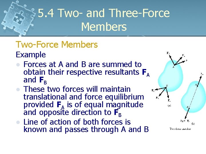 5. 4 Two- and Three-Force Members Two-Force Members Example l Forces at A and 5. 4 Two- and Three-Force Members Two-Force Members Example l Forces at A and
