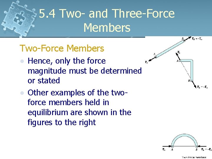 5. 4 Two- and Three-Force Members Two-Force Members l l Hence, only the force 5. 4 Two- and Three-Force Members Two-Force Members l l Hence, only the force