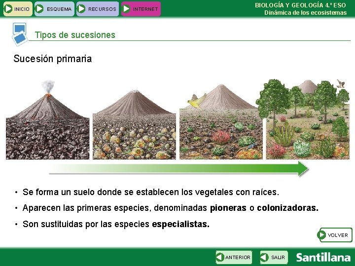 INICIO ESQUEMA RECURSOS BIOLOGÍA Y GEOLOGÍA 4. º ESO Dinámica de los ecosistemas INTERNET