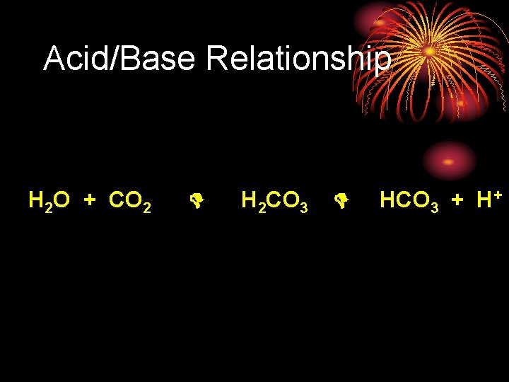 Acid/Base Relationship H 2 O + CO 2 H 2 CO 3 HCO 3