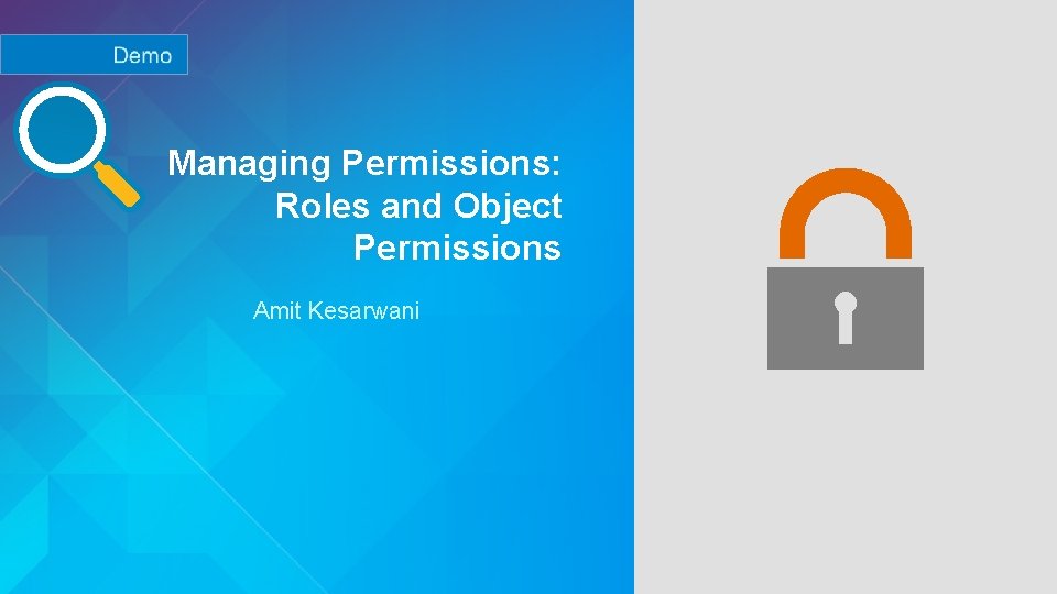 Managing Permissions: Roles and Object Permissions Amit Kesarwani 