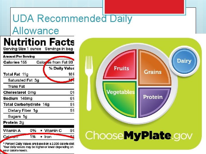 UDA Recommended Daily Allowance . 