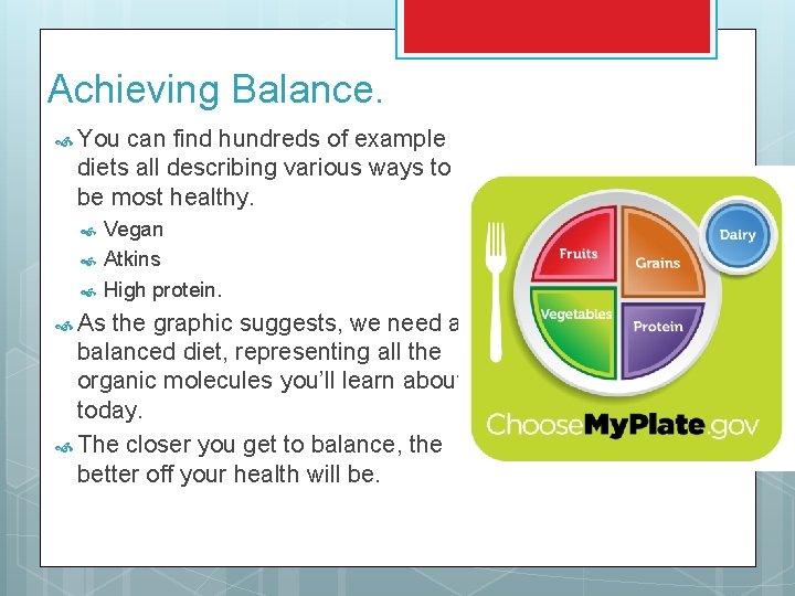 Achieving Balance. You can find hundreds of example diets all describing various ways to
