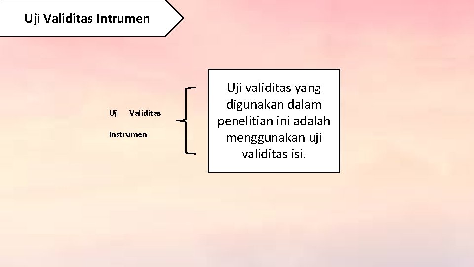 Uji Validitas Intrumen Uji Validitas Instrumen Uji validitas yang digunakan dalam penelitian ini adalah