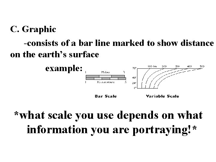 C. Graphic -consists of a bar line marked to show distance on the earth’s