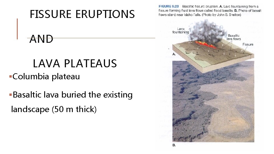 FISSURE ERUPTIONS AND LAVA PLATEAUS §Columbia plateau §Basaltic lava buried the existing landscape (50 FISSURE ERUPTIONS AND LAVA PLATEAUS §Columbia plateau §Basaltic lava buried the existing landscape (50