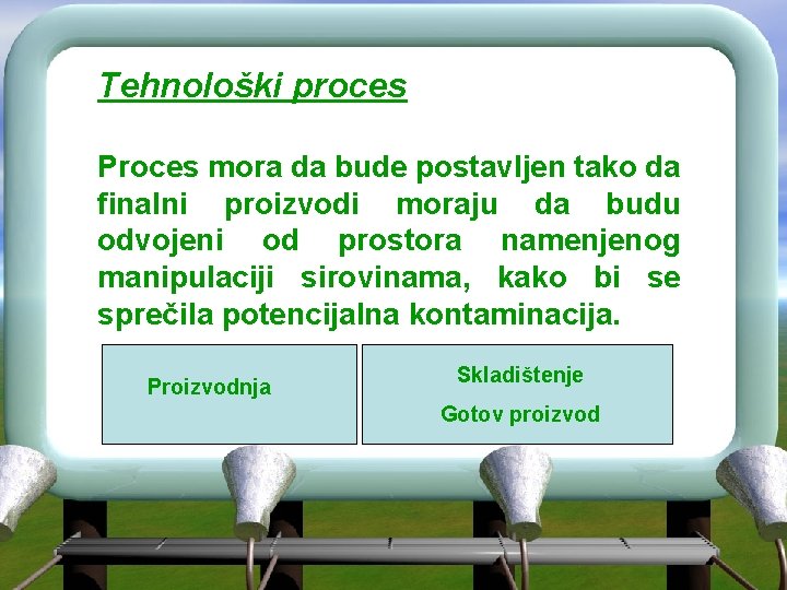 Tehnološki proces Proces mora da bude postavljen tako da finalni proizvodi moraju da budu