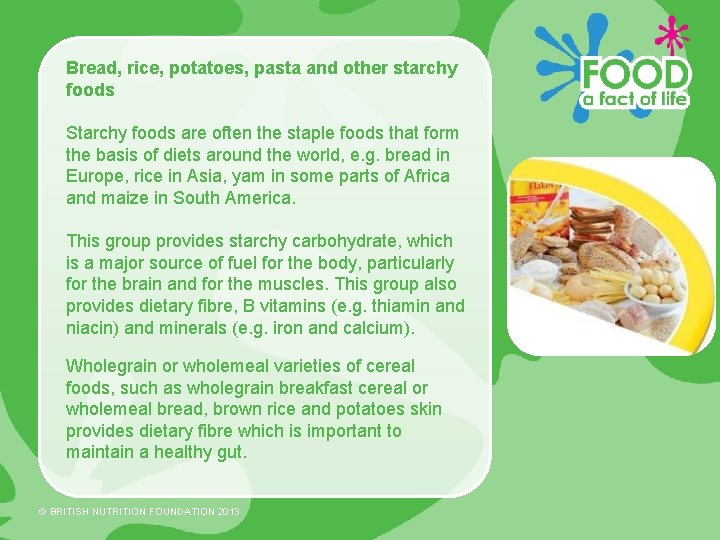 The eatwell plate Extension BRITISH NUTRITION FOUNDATION 2013