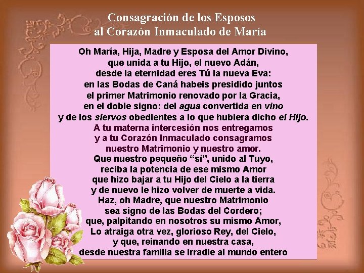 Consagración de los Esposos al Corazón Inmaculado de María Oh María, Hija, Madre y