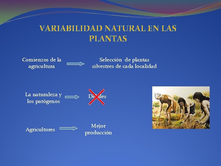 VARIABILIDAD NATURAL EN LAS PLANTAS Comienzos de la agricultura La naturaleza y los patógenos