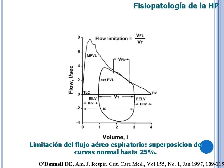 Fisiopatología de la HP Limitación del flujo aéreo espiratorio: superposicion de curvas normal hasta